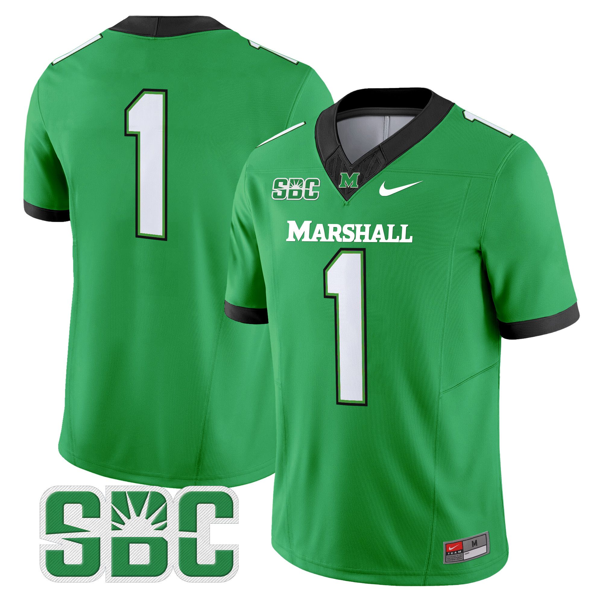 Men Marshall Thundering Herd #1 No Name Green Nike 2024 Vapor Limited NCAA Jersey style 1->more ncaa teams->NCAA Jersey